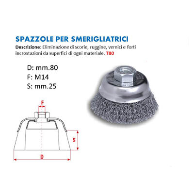 Spazzola per Smerigliatrice a Tazza modello T80