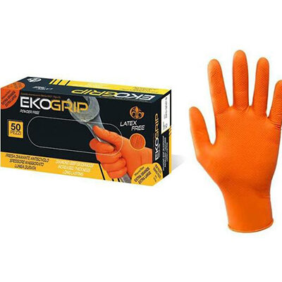 Guanti Nitrile Arancione EKOGRIP tg. M pz 100