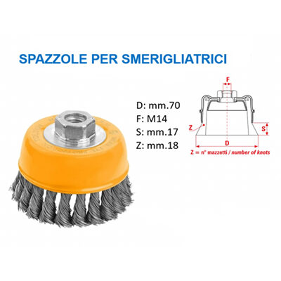 Spazzola per Smerigliatrice a Tazza con Mazzetti Ritorti 80 mm