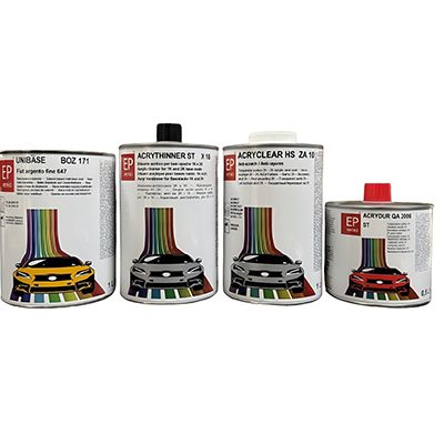 Vernice Base Opaca Argento Fiat 647 Grana Fine con Trasparente, Catalizzatore e Diluente