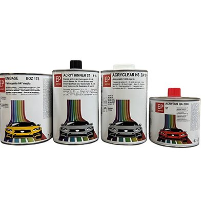Vernice Base Opaca Argento Fiat 647 Grana Grossa con Trasparente, Catalizzatore e Diluente