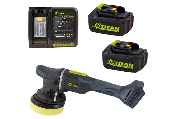Lucidatrice Rotorbitale Eccentrica a batteria Titan TDA1521 Orbita 15 mm D. 125 mm 21 V con 2 Batterie 4.0 AH inclusa e Caricabatterie rapido Titan