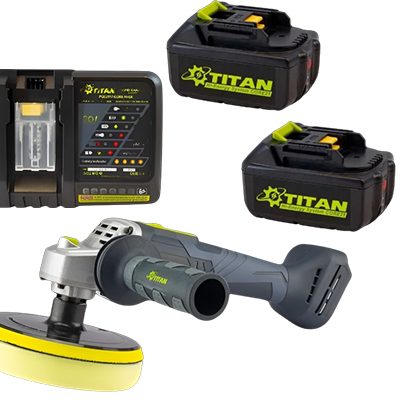 Lucidatrice Rotativa a batteria Titan PP0021B-CORE D. 150 mm 21 V con 2 Batterie 4.0 AH inclusa e Caricabatterie rapido Titan