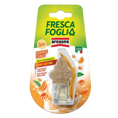 Profumatore per Auto Fresca Foglia Boccettino Orange Candy Arexons