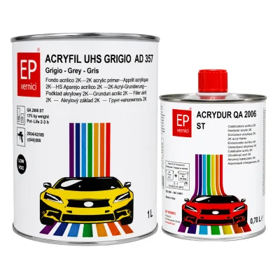 Fondo Acrilico 2K UHS Grigio Medio AD 357 3.500 lt + Catalizzatore Std 0.700 lt Ep Vernici