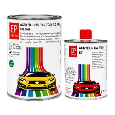 Fondo Acrilico 2K UHS Grigio Scuro AD 386 3.500 lt + Catalizzatore Std 0.700 lt Ep Vernici